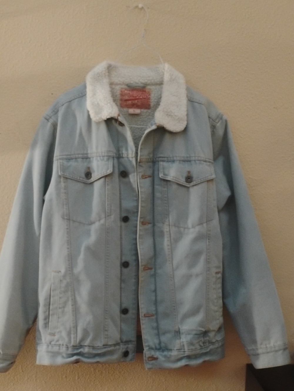 Men's Light Blue Sherpa Collar Denim Jacket